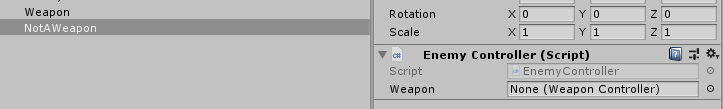 Unity not allowing setting Weapon field to object of type NotAWeapon